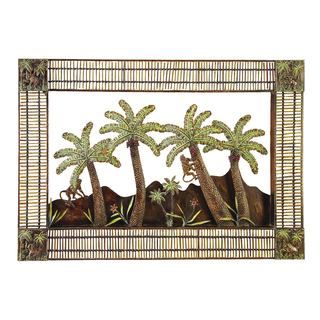 Palm Trees Metal Bamboo Wall Plaque