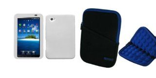 rooCASE 2n1 Super Bubble Neoprene Sleeve Case (Black / Dark Blue) and Premium Skin Case (Clear) for Samsung Galaxy Tab Tablet P1000 for Verizon T Mobile SGH T849  Players & Accessories