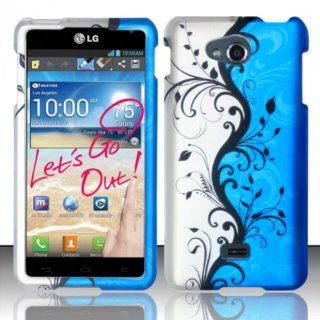 For LG Spirit 4G MS870 (MetroPCS) Rubberized Design Cover   Blue Vines Cell Phones & Accessories