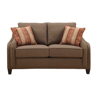 Emerald Cocoa Brown Chenille feel Tweed Loveseat