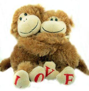 Valentines Day Romantic Gift for Him and Her Hugging "LOVE" Feet Monkey Pair Soft Plush Stuffed Toy Animal Toys & Games