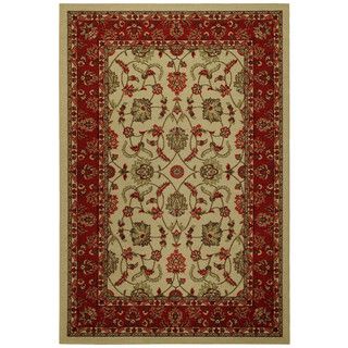 Rubber Back Ivory Traditional Floral Non skid Area Rug (5 X 66)