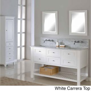 Pearl White 60 inch Mission Spa Premium Double Vanity Sink Cabinet