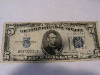 Series 1934  Silver Certificate Big Blue Seal, Old U.S. Paper Money 