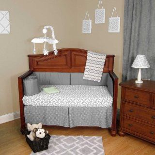 Green & Gray Chevron Lattice 5 Piece Baby Crib Bedding Set with Bumper  Nursery Bedding  Baby