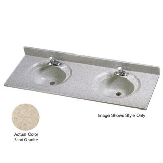 American Standard Astra Lav 73 in W x 22 in D Sand Granite Satin Cultured Marble Integral Double Sink Bathroom Vanity Top