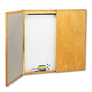 Quartet 853 Cabinet 48 by 48 by 24 Inch, Fabric/Dry Erase/Porcelain/Steel, White/Oak Frame   Dry Erase Boards