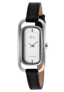 Lacoste 2000722  Watches,Womens Silver Dial Black Genuine Leather, Casual Lacoste Quartz Watches