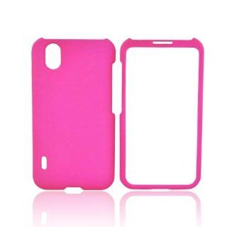 For LG Marquee LS855 Hot Pink Rubberized Hard Plastic Shell Case Snap On Cover Cell Phones & Accessories