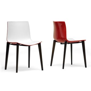 Baxton Studio Soren White And Red Modern Dining Chairs (set Of 2)