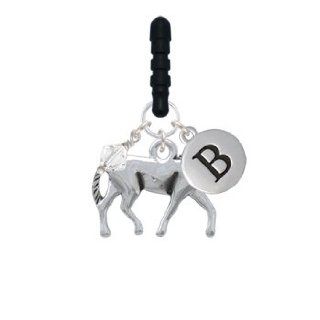 Walking Horse Initial Phone Candy Charm Silver Pebble Initial B Cell Phones & Accessories