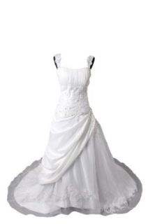 Winey Bridal White A line Organza Taffeta Church Lace up Wedding Dresses