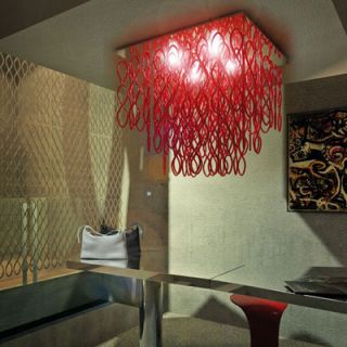 Studio Italia Design Lole 4 Light Water Fall Ceiling Fixture with Hand Blown 