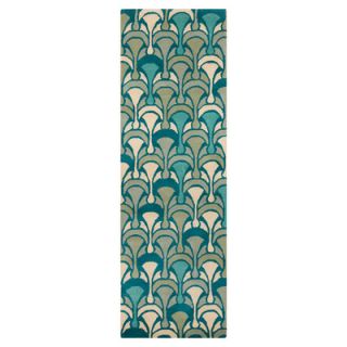 Malene b Destinations Teal/Aqua Rug DTN79 Rug Size Runner 26 x 8