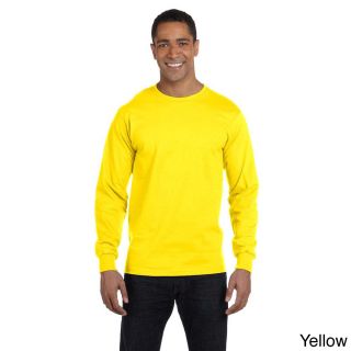 Hanes Hanes Mens Beefy t 6.1 ounce Cotton Long Sleeve Shirt Yellow Size 3XL