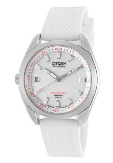 Citizen EO1070 05A  Watches,Womens Eco Drive White Textured Dial White Rubber, Casual Citizen Eco Drive Watches
