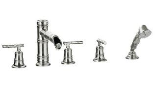 Pegasus 879 0004 Bamboo Series Roman Tub Faucet with Hand Shower, Brushed Nickel   Tub Filler Faucets  