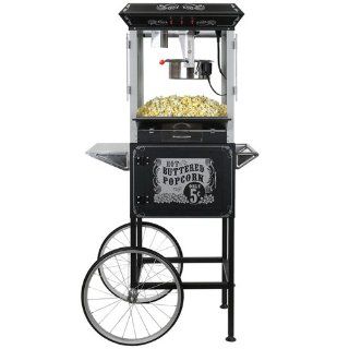 Funtime FT860CB Antique Carnival Style 8 Ounce Hot Oil Popcorn Popper with Cart, Black Kitchen & Dining