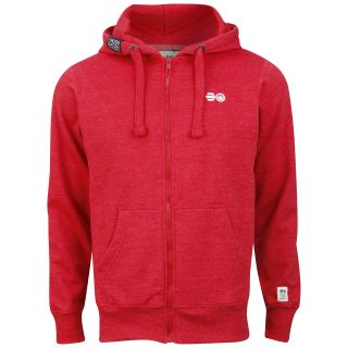 Crosshatch Mens Cores Zip Through Hooded Sweatshirt   Red Marl      Mens Clothing