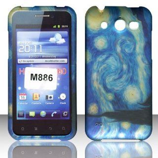2D Blue Design Huawei Mercury M886 Cricket Case Cover Hard Phone Case Snap on Cover Rubberized Touch Faceplates Cell Phones & Accessories