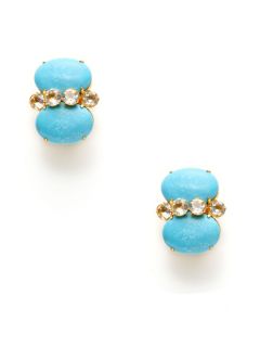 Turquoise Double Oval Stud Earrings by Bounkit