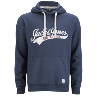 Jack & Jones Mens Vintage Access Hooded Sweatshirt   Navy      Mens Clothing