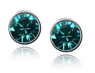 Charm Jewelry Swarovski Crystal Element 18k Gold Plated Blue Zircon Bright Fashion Stud Earrings Z#11 Z10101904 Jewelry