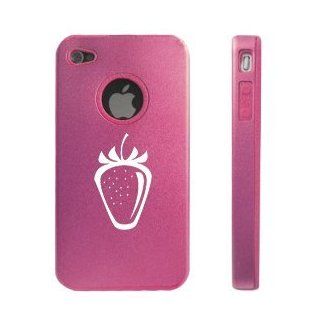 Apple iPhone 4 4S 4G Pink D1396 Aluminum & Silicone Case Cover Strawberry Cell Phones & Accessories