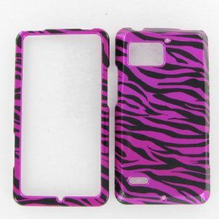 Motorola XT875 (DROID Bionic) Zebra On Hot Pink (Hot Pink/Black) Protective Case Cell Phones & Accessories