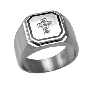 Mens Diamond Accent Cross Ring in Stainless Steel   Zales