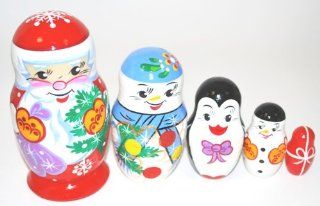 Authentic Russian Hand Ctafted & Hand Painted Wooden Santa Artist Signed Christmas Unique Gift Toys & Games