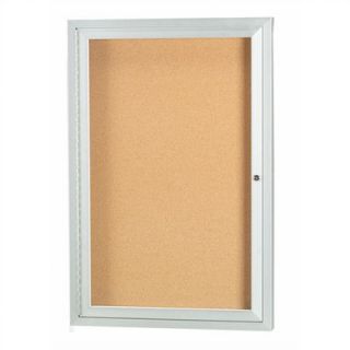AARCO Enclosed Bulletin Board in Silver with Cork DCC   X Size 36 H x 24 W