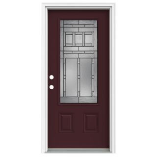 ReliaBilt 3/4 Lite Decorative Currant Inswing Fiberglass Entry Door (Common 80 in x 32 in; Actual 81.75 in x 33 in)