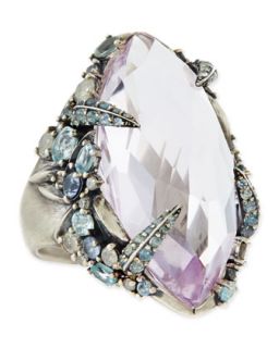 Cool Heather Marquis Amethyst Ring with Claw Diamonds & Sapphires   Alexis