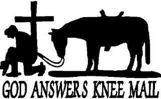 God Answers Knee Mail Cowboy Praying at the Cross with Horse Car Decal 
