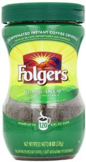 Folgers Classic Decaf Instant Coffee Crystals, 8 Ounce (Pack of 12)  Grocery & Gourmet Food