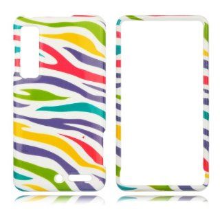 Talon Phone Case for Motorola XT883 Milestone 3, DROID 3, and XT860 4G   Rainbow Zebra   Verizon   1 Pack   Case   Retail Packaging   Yellow, White, Red, and Blue Cell Phones & Accessories
