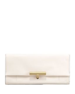 Patent Leather T Pin Clutch Bag, Eggshell   Reed Krakoff