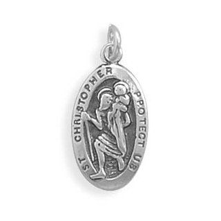 Saint Christopher Medal Small Oval Sterling Silver Jewelry