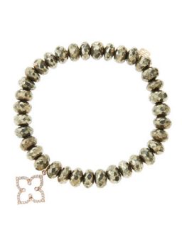 8mm Faceted Champagne Pyrite Beaded Bracelet with 14k Rose Gold/Diamond