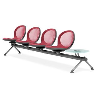 OFM Net Series Four Chair Beam Seating with Table NB 5G Color Red