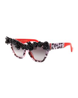 Cause I Flippin Can Floral & Leopard Sunglasses, Black/Multi   Anna Karin