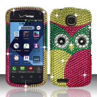 Green Pink Owl Rhinestone Hard Case Snap On Bling Cover For Pantech Marauder ADR910L Cell Phones & Accessories