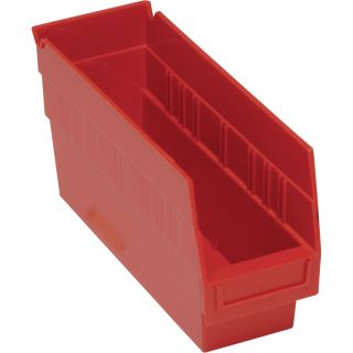 Quantum Storage Store-More 6in. Shelf Bin — 11 5/8in.L x 4 1/8in.W x 6in.H Size, Red, Carton of 36  Economy Shelf Bins