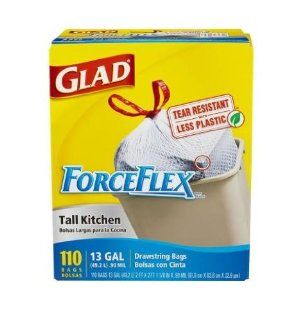Glad ForceFlex Tall Kitchen Bags, 13 Gallon   110 Bags Health & Personal Care