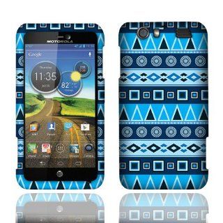 Motorola Atrix HD MB886 Blue Aztec Glossy Cover Cell Phones & Accessories