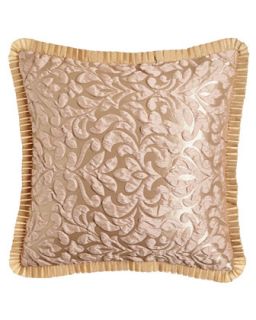 Puckered Damask Pillow w/ Pleated Trim, 20Sq.   Isabella Collection by Kathy