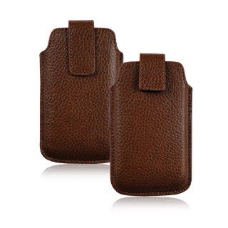 iGADGET IG912 Genuine Leather iPhone 4 4S Quality Slip Pouch Protective Case Cover with Pull Tab for Apple iPhone 4 4S (2011) 4G HD   BROWN Cell Phones & Accessories