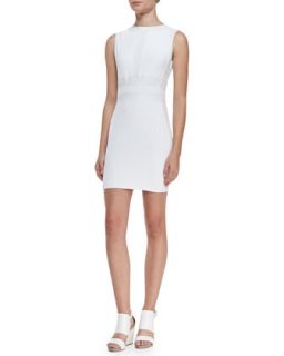 Womens Megan Blister Textured Leather Accent Dress, White   LaPina by David