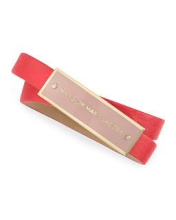 Enamel Logo ID Leather Wrap Bracelet, Coral/Pink/Goldtone   MARC by Marc Jacobs